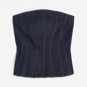 H&M denim bandeau top dark blue sz M, L